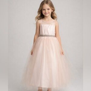 Girls pink party wedding flowergirl dress